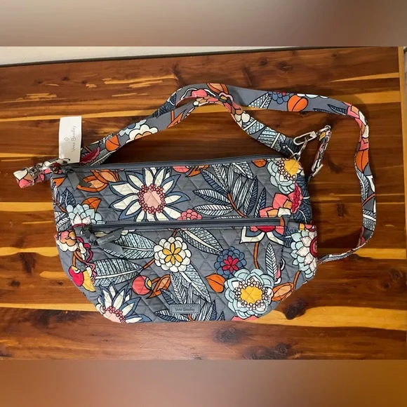 Vera Bradley crossbody purse blue with flowers go ahead convertible NWT - Picture 1 of 5